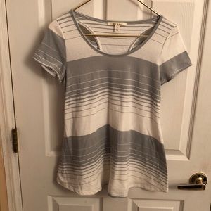 Miami Racerback Look Tee Sz Small gray stripe cute